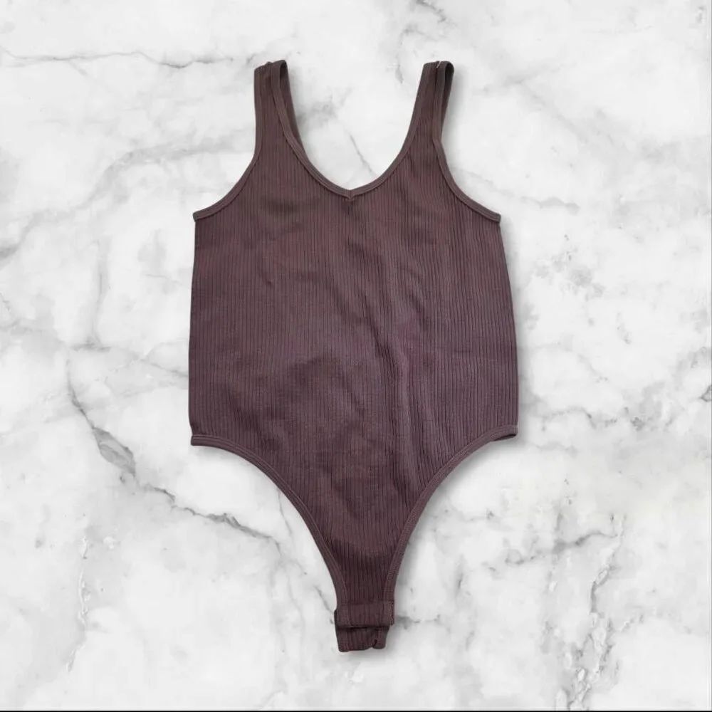 Gypsy & Jade Brown Ribbed Bodysuit Size Small/Medium